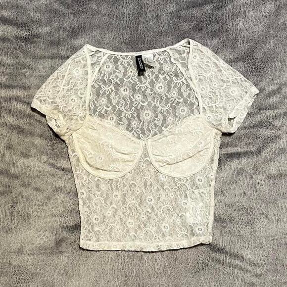 H&m lace coquette crop top - Picture 1 of 6